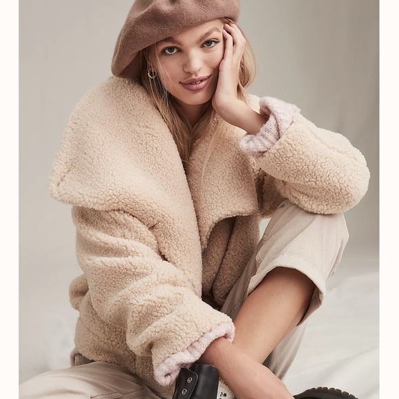 Free People Jackets & Blazers - Free People Izzy Wrap Teddy Jacket Ecru Ivory